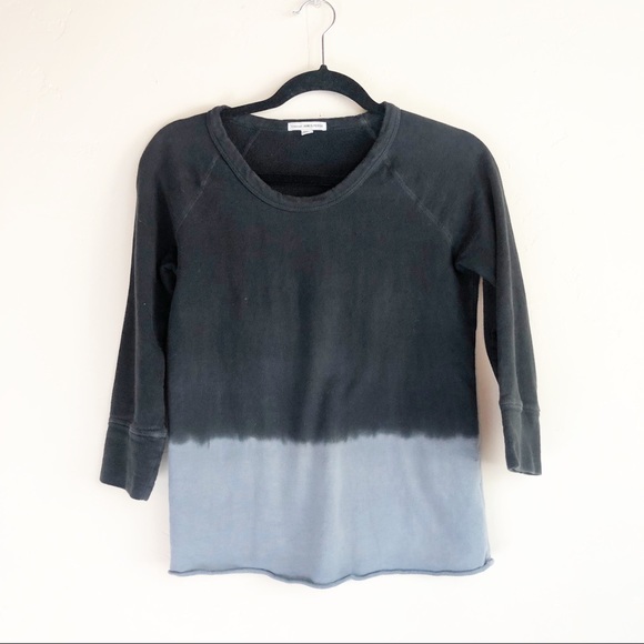 James Perse Raw Edge Dip Dye Pullover Long Sleeve - Picture 2 of 7